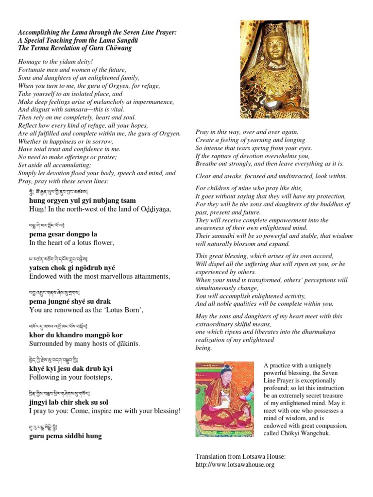 Seven Line Prayer of Guru Rinpoche | PDF | Religious Philosophical ...