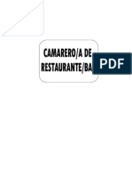 Folleto Camarero de Restaurante Bar