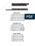 Luis Amigo University Psychology Staff Schedules 2014