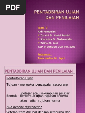 Pentadbiran Ujian Dan Penilaian Pdf