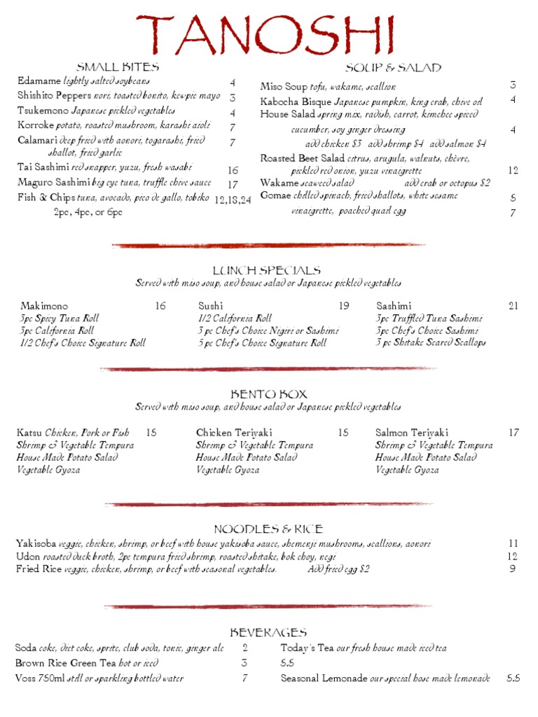 Tanoshi I Lunch | PDF | Cooking, Food & Wine | Wellness