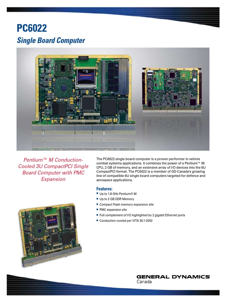 Single Board Computer: Pentium™ M Conduction-Cooled 3U Compactpci ...