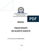 PSIHOTERAPII DE SCURTĂ DURATĂ TUTOR: Conf. Univ. Dr. Odette Dimitriu - 2013