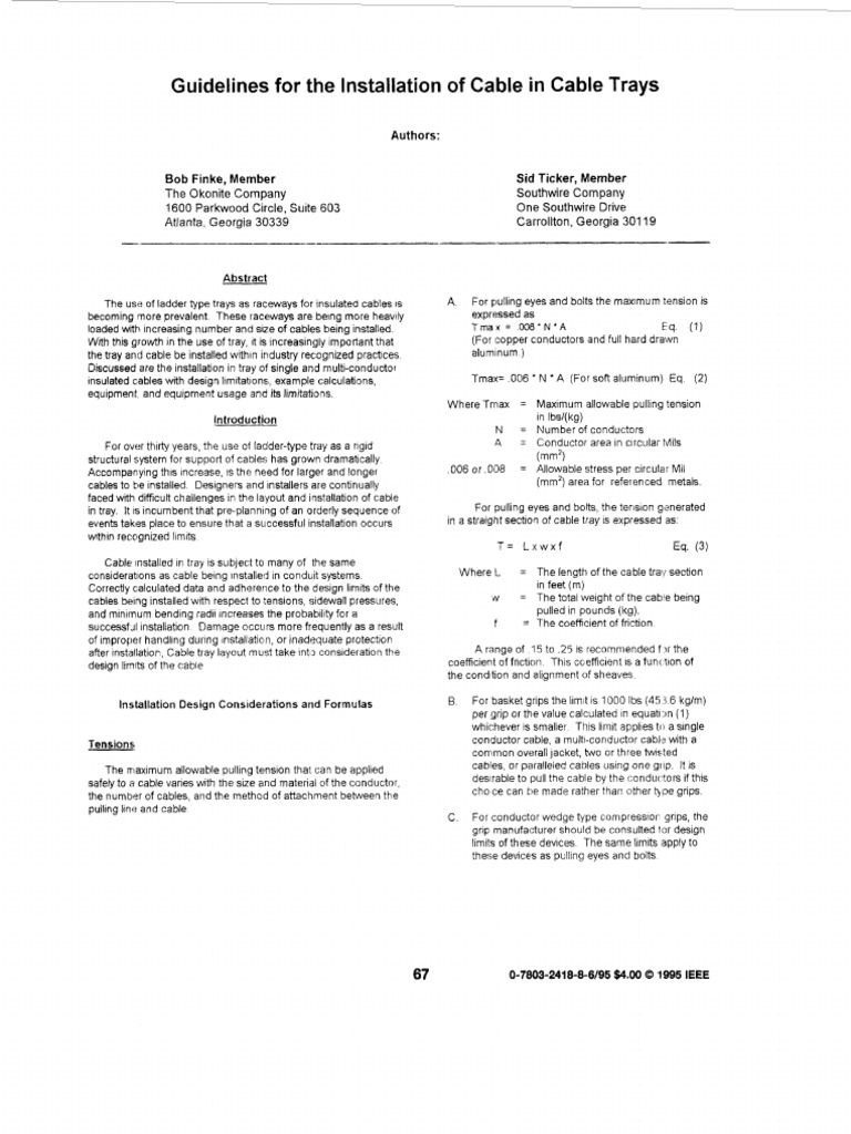 Cable Installation Guidelines in Trays | PDF | Cable | Rope