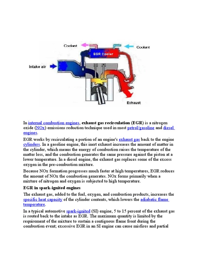 In Internal Combustion Engines, Exhaust Gas Recirculation (EGR) Is A