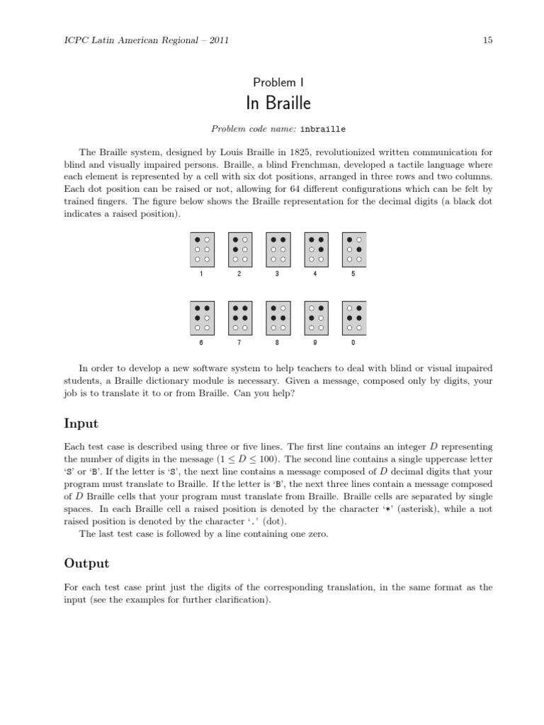 In Braille: Problem I | PDF | Teaching Methods & Materials | Computers