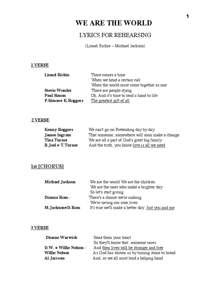 We Are The World Traduction Français – GSHXPQ