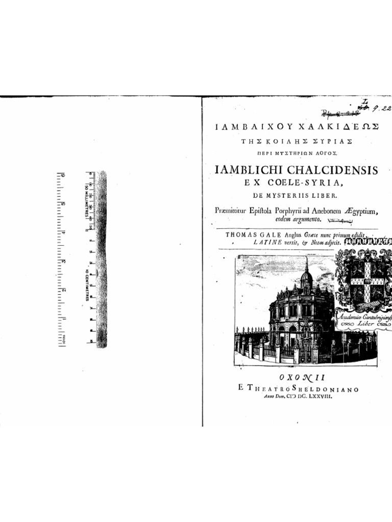 1678 Iamblichus De Mysteriis Ed Gale