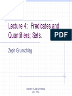 Lecture 4: Predicates and Quantifiers Sets.: Zeph Grunschlag