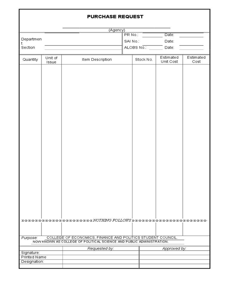 Purchase Request FORM | PDF