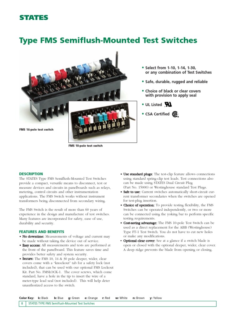 STATES Type FMS Test Switch Overview | PDF | Switch | Color