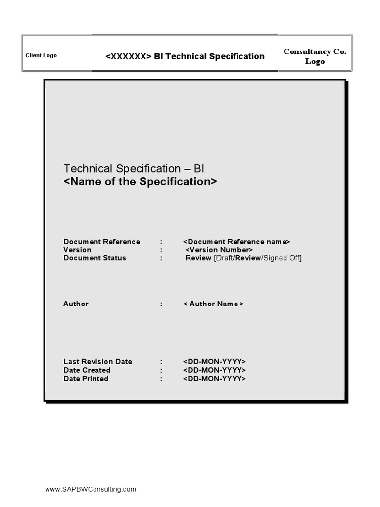 BI Technical Specification Document | PDF | Information Science | Data ...