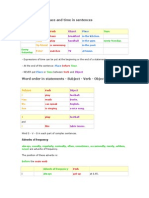 Expressions of Place and Time in Sentences