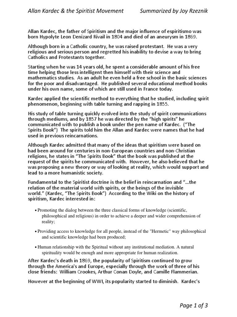 Kardec Spiritism Pdf Spiritism Religious Belief And Doctrine