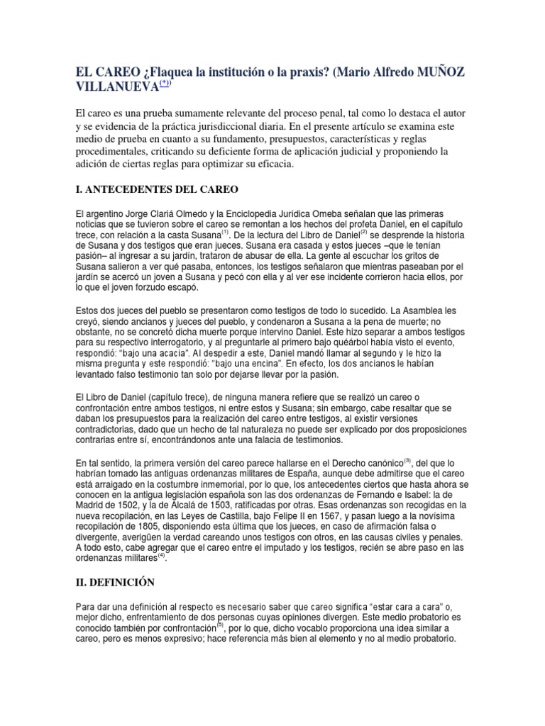 Careo: Eficacia y Aplicación Judicial | PDF | Evidencia (ley) | Testigo ...