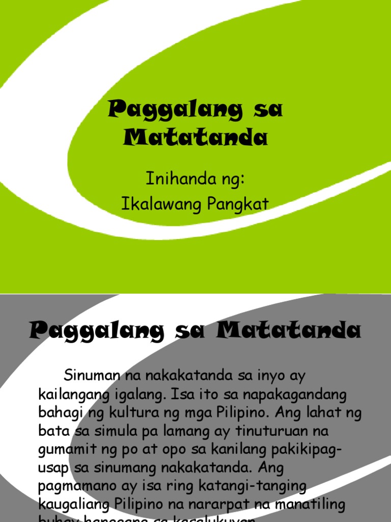 Paggalang Sa Matanda | PDF
