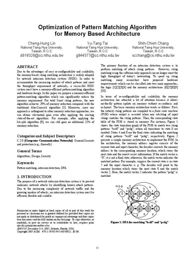 Optimization of Pattern Matching Algorithm For Memory Based ...