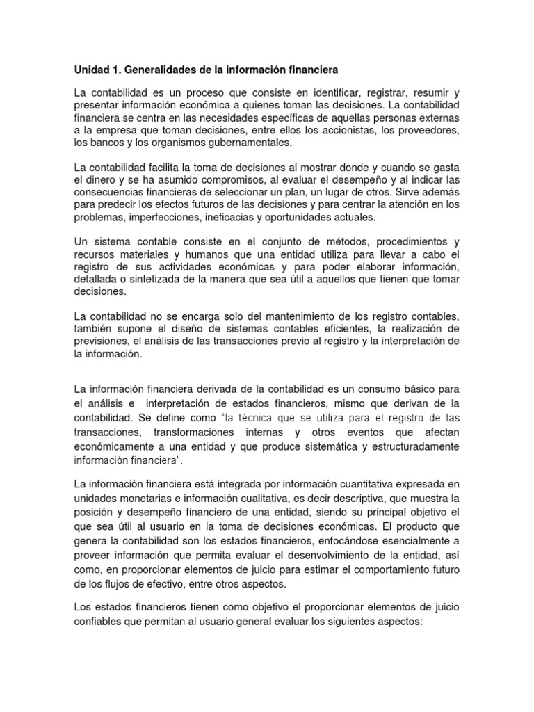 Unidad 1 | PDF | Contabilidad | Sistema de informacion