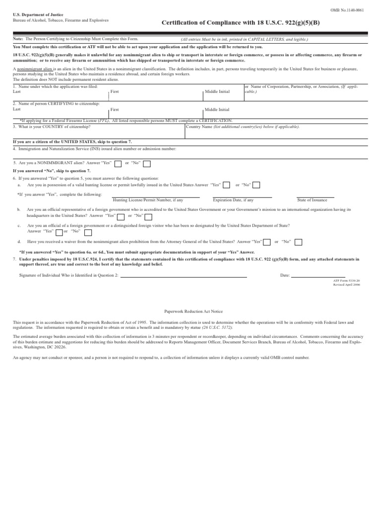 ATF Compliance Certification for FFL Applicants | PDF | Bureau Of ...