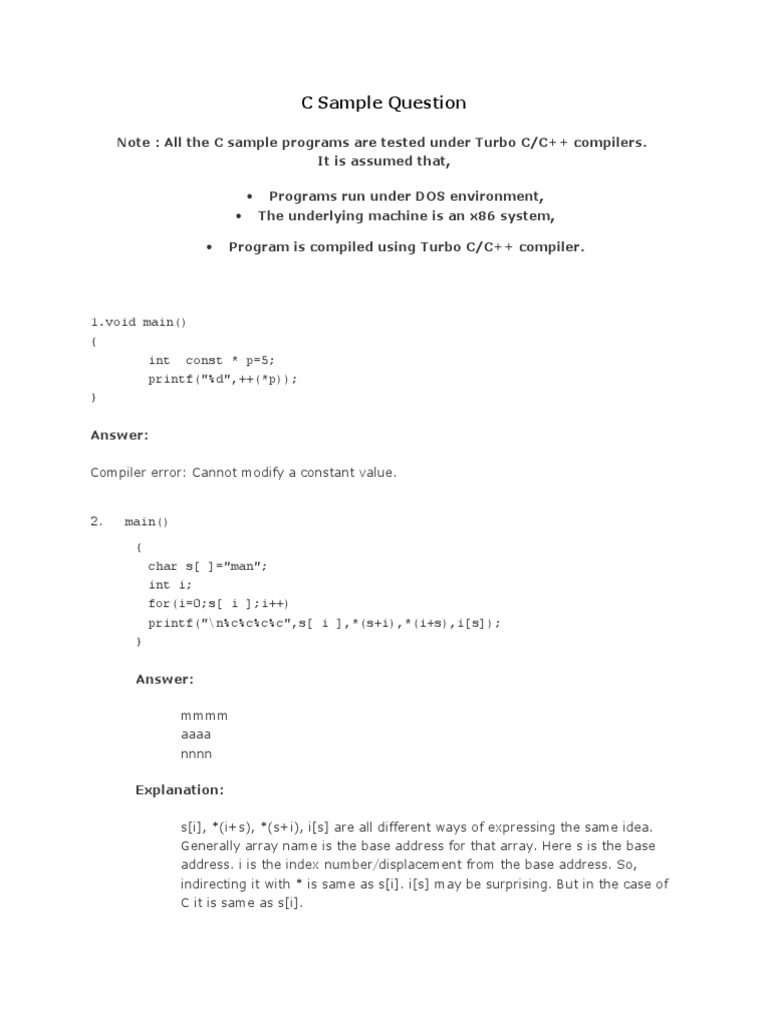 C Question | PDF | C (Programming Language) | Pointer (Computer ...