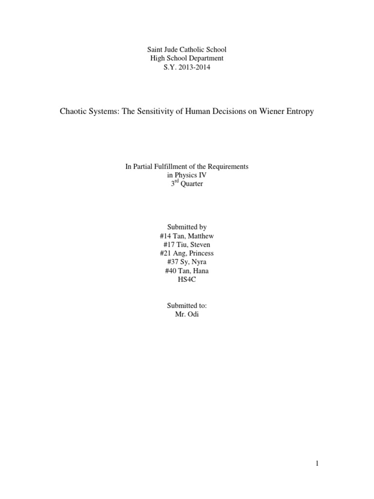 Human Decision-Making and Wiener Entropy | PDF | Chaos Theory ...