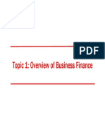 Topic 1: Overview of Business Finance