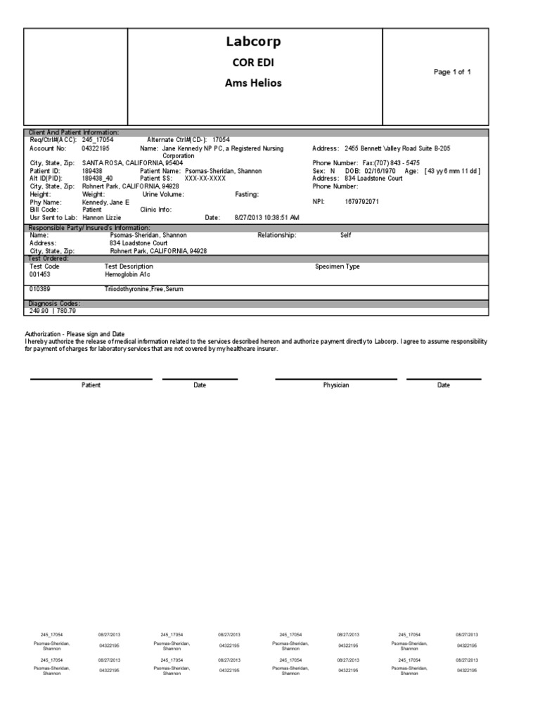Cor Edi Labcorp: Page 1 of 1 | PDF