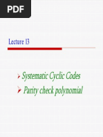 Systematic Cyclic Codes Parity Check Polynomial