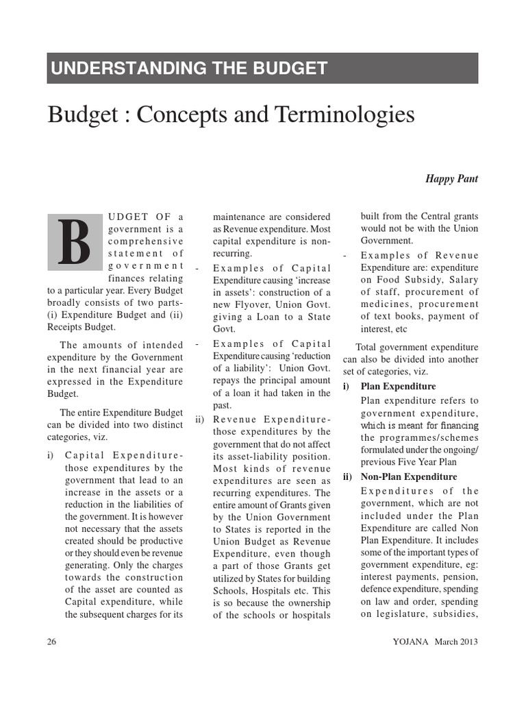 Budget Concepts and Terminologies Yojana March 2013 | PDF | Government ...