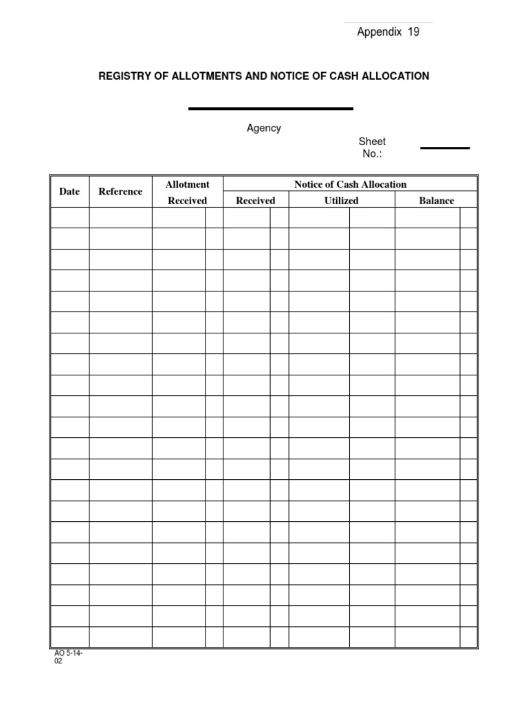 Registry of Allotments & Cash Allocation | PDF | Finance & Money Management