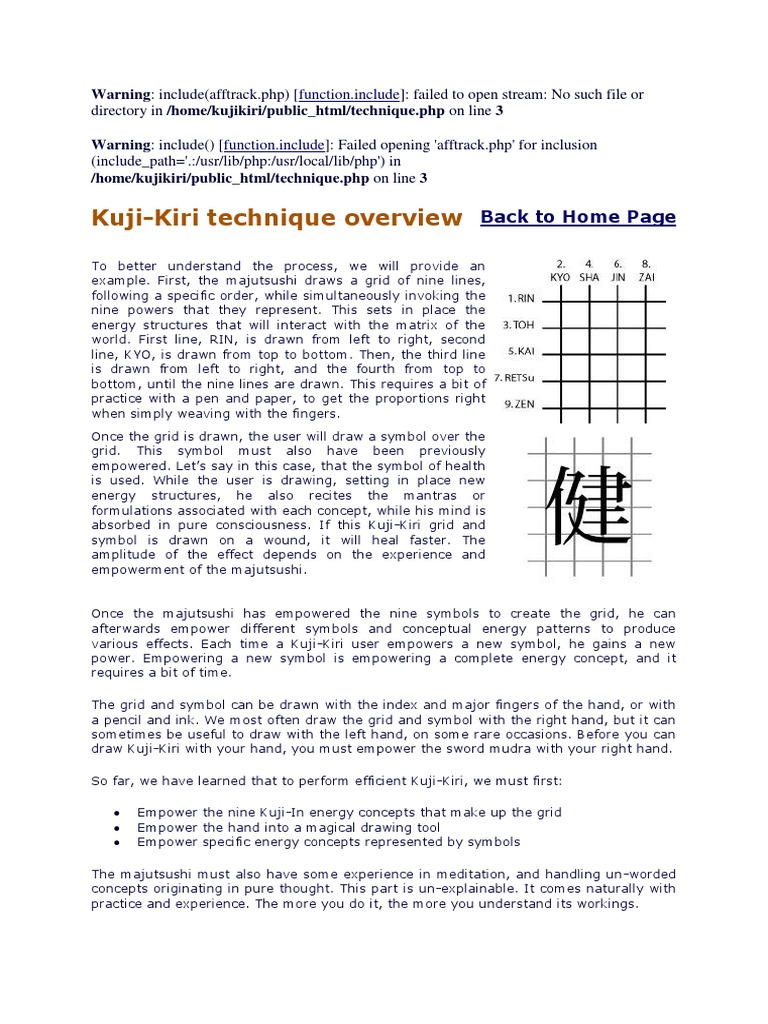 Kuji-Kiri Technique Overview: Warning: Include (Afftrack - PHP) ( | PDF ...