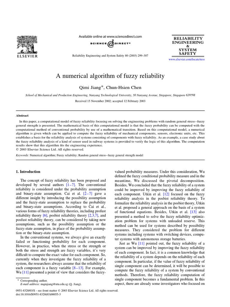 a-numerical-algorithm-of-fuzzy-reliability-pdf-fuzzy-logic