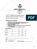 Section A: 15 Multiple Choice Questions (20 Marks) : Semestral Assessment 2 - 2011