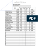 Nutritional Status Record: Department of Education