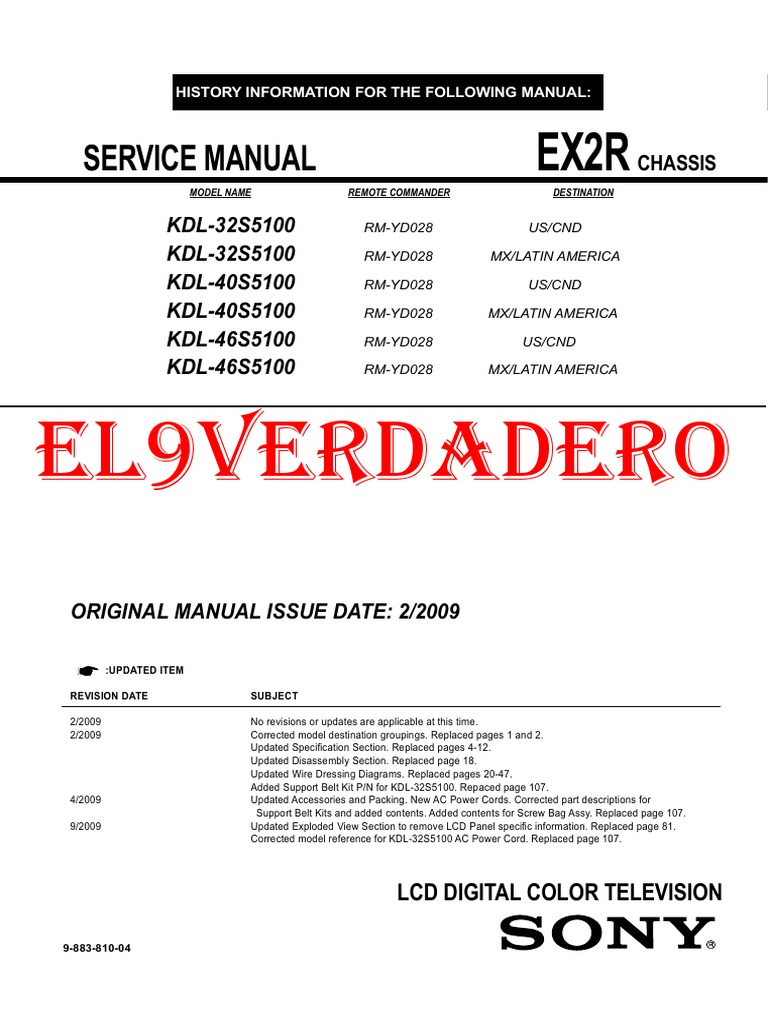 kdl32s5100 kdl40s5100 kdl46s5100 Chassis Ex2r SM PDF Soldering
