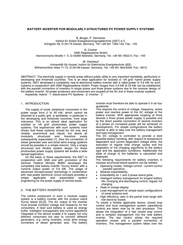 Modular Battery Inverter for PV Systems | PDF | Power Inverter ...