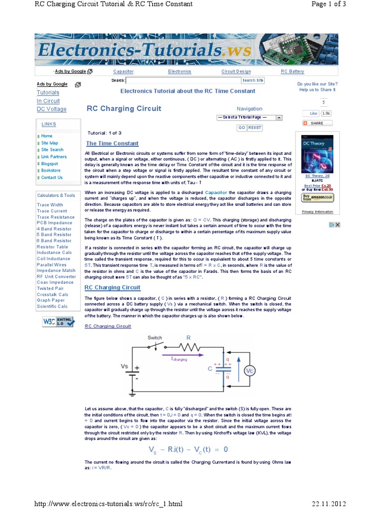 WWW - Electronics-Tutorials - Ws RC RC 1 | PDF | Capacitor | Electrical ...