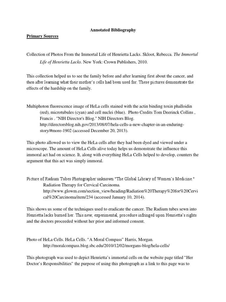 Annotated Bibliography He La Earth & Life Sciences