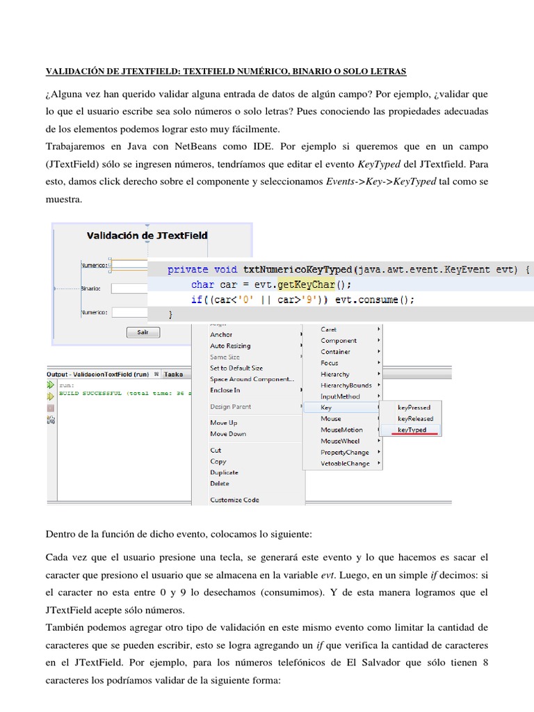 Validación de JTextField en Java | PDF | Java (lenguaje de programación ...