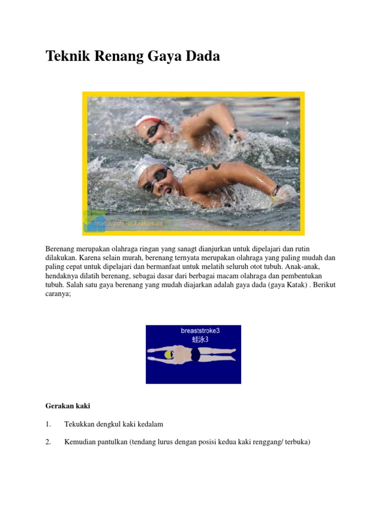 Renang Gaya Dada Sering Diajarkan Di Tingkat Sekolah Yang Disebut