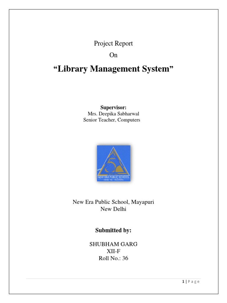 Library Management System Project Report | PDF | Library (Computing ...