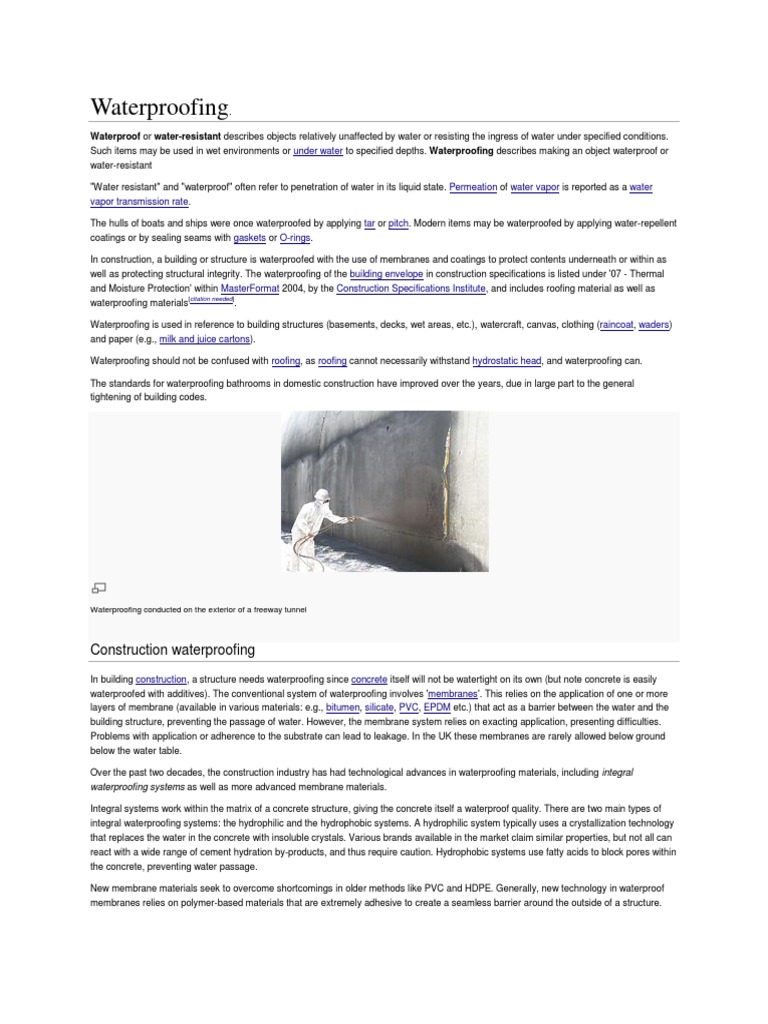 Waterproofing Techniques and Materials | PDF | Manmade Materials ...