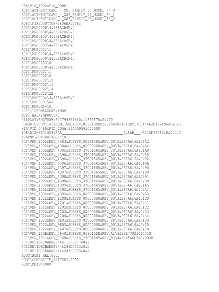 Device Hardware IDs List | PDF | Technology & Engineering