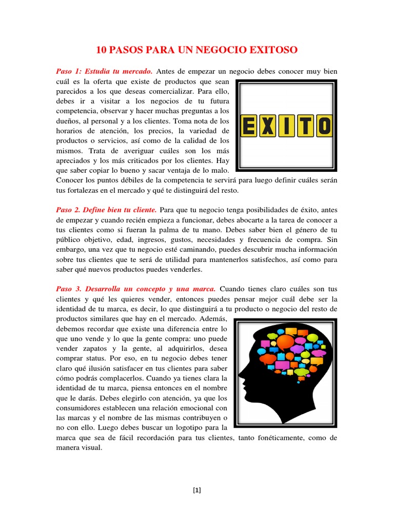 10 Pasos para un Negocio Exitoso | PDF | Marca | Mercado (economía)