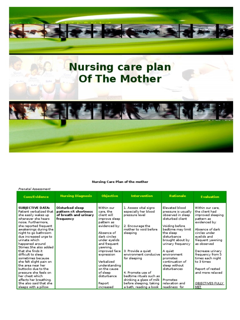 Nursing Care Plan of The Mother PDF Childbirth Pain