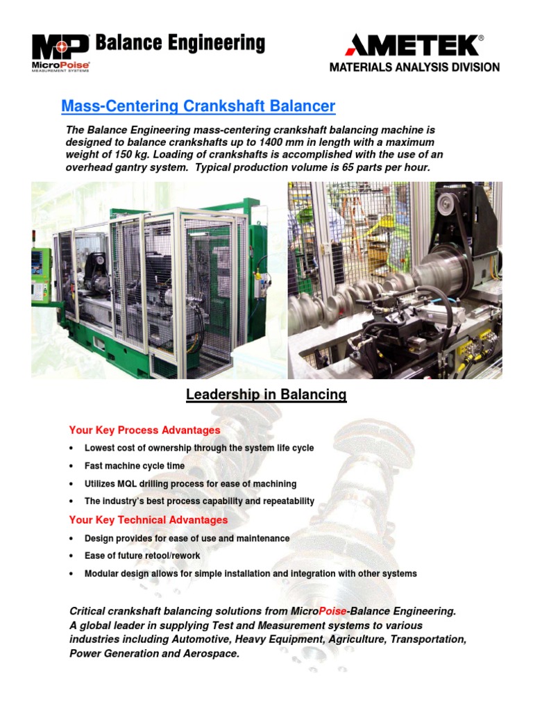 Mass Centering Crankshaft Balancer | PDF | Technology & Engineering