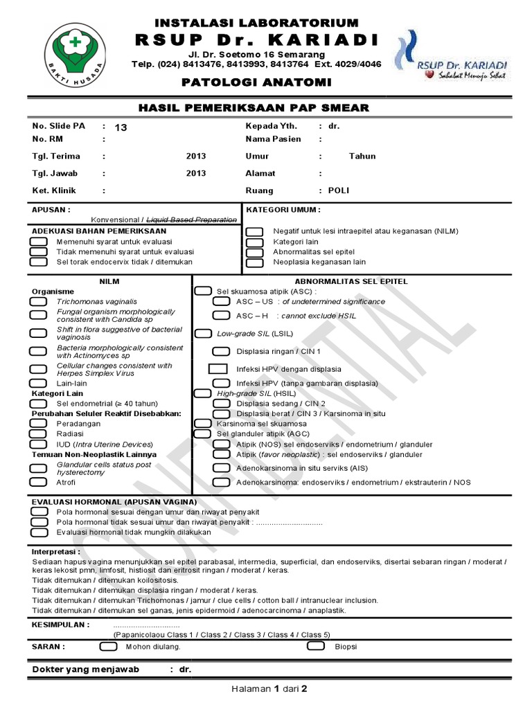 Hasil Pap Smear dan Interpretasinya | PDF | Sains & Matematika