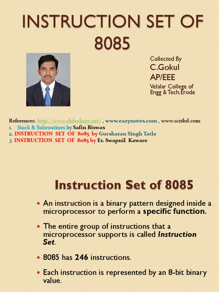 Instruction Set Overview of 8085 Microprocessor | PDF | Instruction Set ...