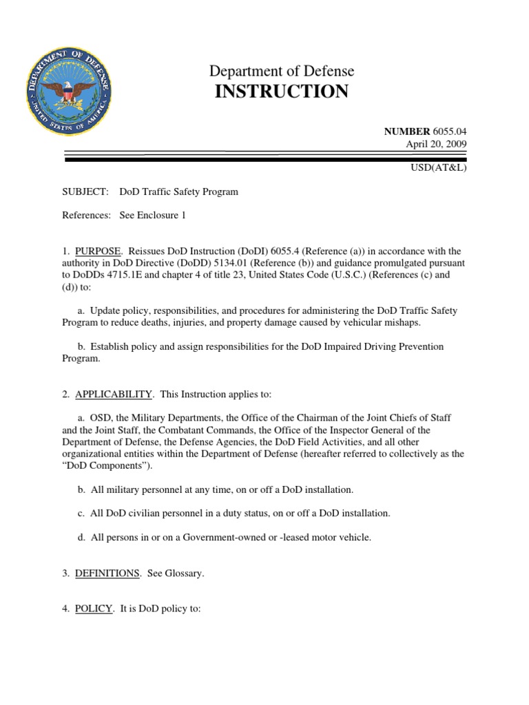 Dodi 6055 4 PDF United States Department Of Defense Traffic