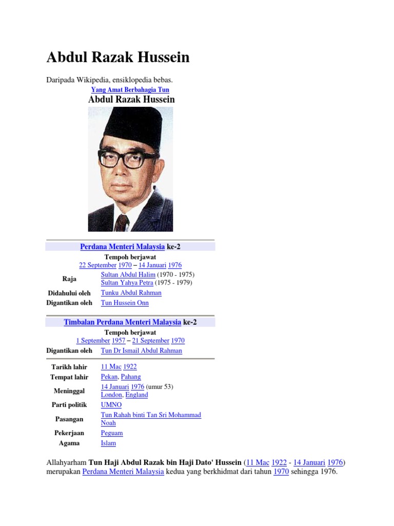 Abdul Razak Hussein Pdf